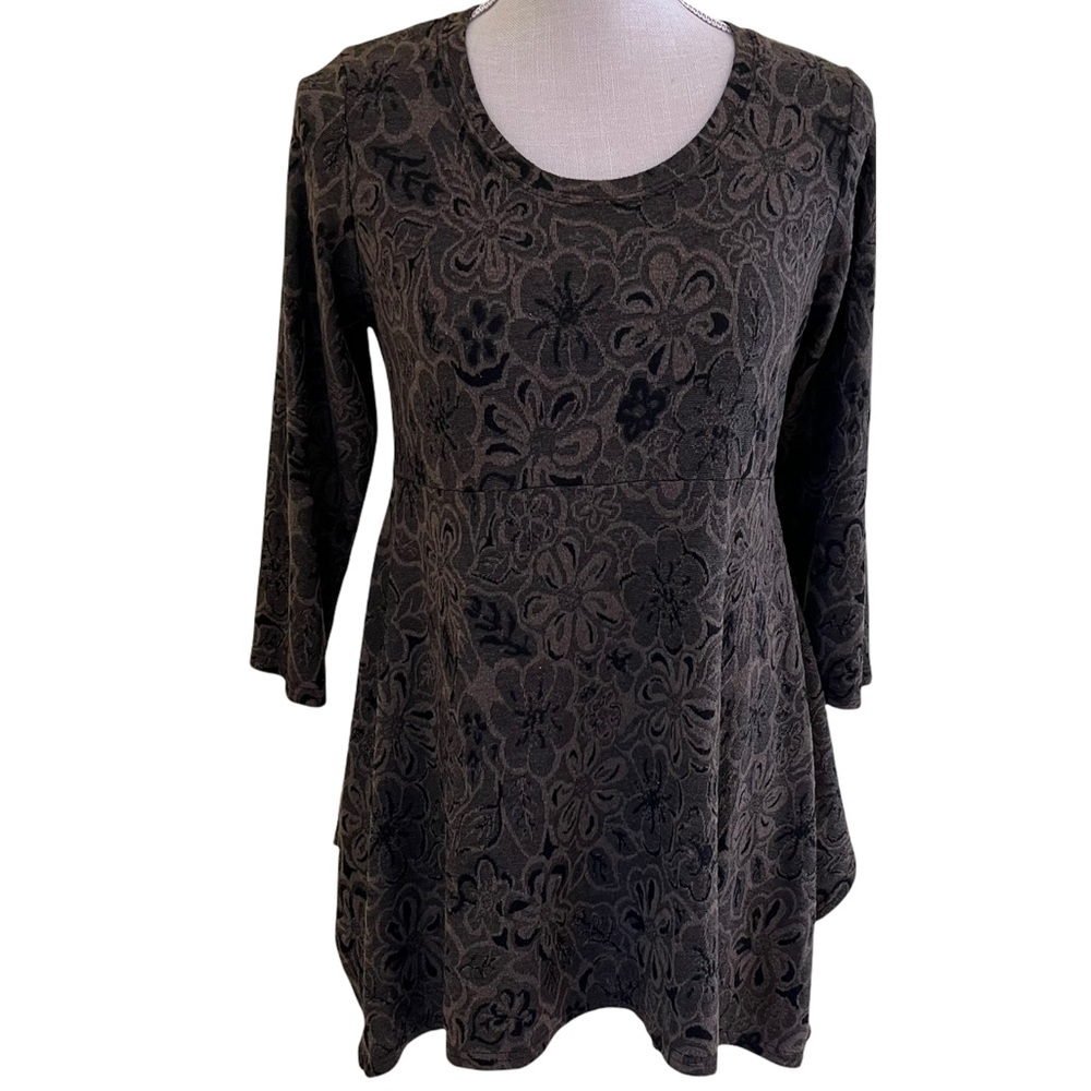 cut loose Knit Abstract/Neutral Floral Tunic Top S